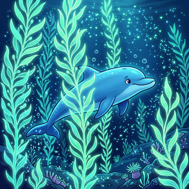 a-dolphin-through-glowing-kelp-diamond-painting-kit