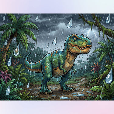 dinosaur-t-rex-in-the-rain-diamond-painting-kit-diamond-painting-art-kit