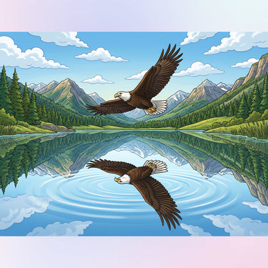 eagle-over-a-mirror-lake-diamond-painting-kit