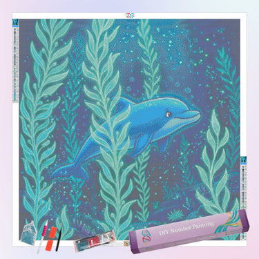 a-dolphin-through-glowing-kelp-diamond-painting-kit
