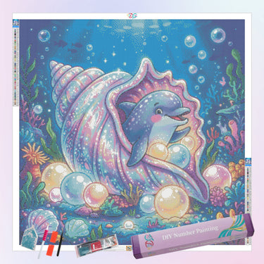 baby-dolphin-inside-a-seashell-diamond-painting-kit