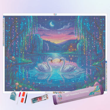 beautiful-swan-lake-diamond-painting-kit-diamond-painting-art-kit