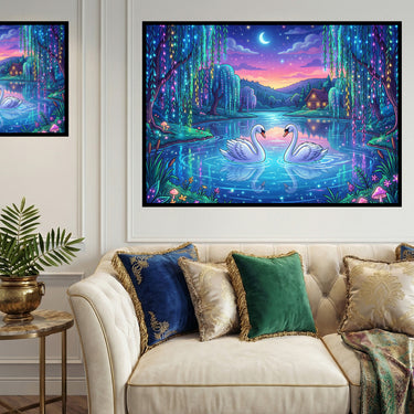 beautiful-swan-lake-diamond-painting-kit-diamond-painting-art-kit