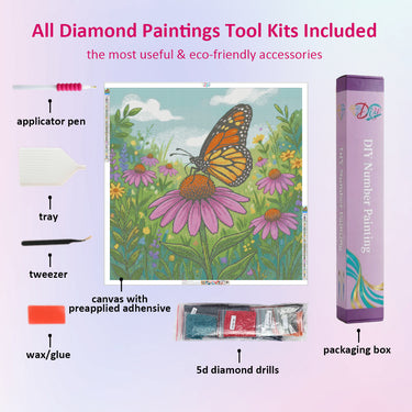 butterfly-rest-on-coneflower-diamond-painting-kit-diamond-painting-art-kit