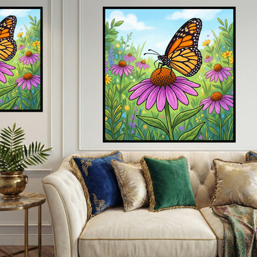 butterfly-rest-on-coneflower-diamond-painting-kit-diamond-painting-art-kit