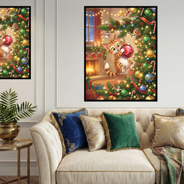 cat-playing-christmas-ball-diamond-painting-kit