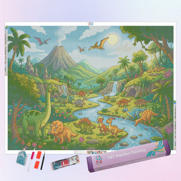 dinosaur-paradise-diamond-painting-kit-diamond-painting-art-kit