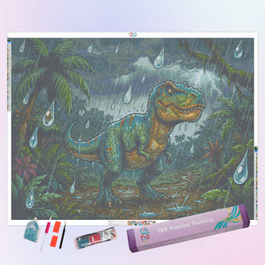 dinosaur-t-rex-in-the-rain-diamond-painting-kit-diamond-painting-art-kit