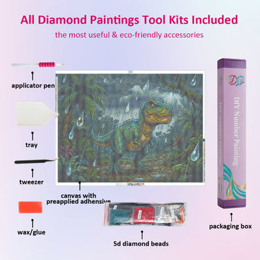 dinosaur-t-rex-in-the-rain-diamond-painting-kit-diamond-painting-art-kit