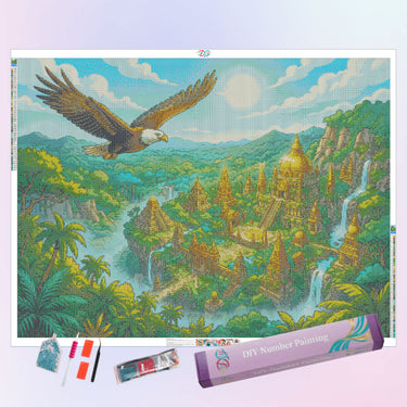 eagle-flying-over-a-gold-abbey-diamond-painting-kit
