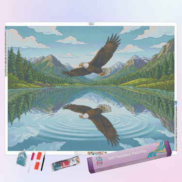 eagle-over-a-mirror-lake-diamond-painting-kit
