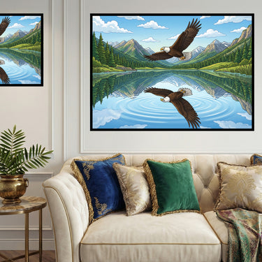 eagle-over-a-mirror-lake-diamond-painting-kit