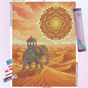 elephant-trekking-in-golden-desert-diamond-painting-kit