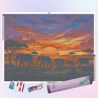 elephants-at-sunset-diamond-painting-kit