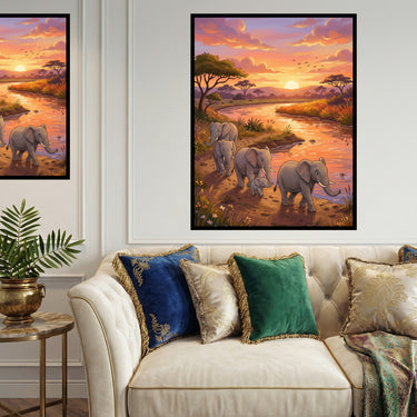 elephants-walking-at-sunset-diamond-painting-kit