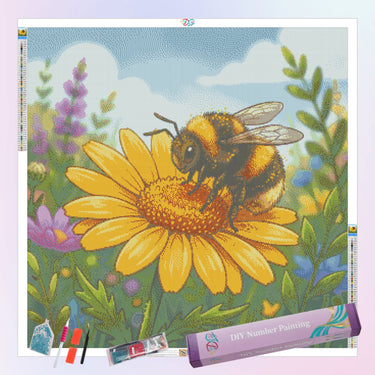 honeybee-on-daisy-diamond-painting-kit-diamond-painting-art-kit