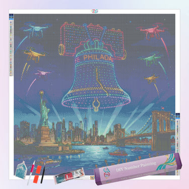light-show-of-liberty-bell-diamond-painting-kit-diamond-painting-art-kit