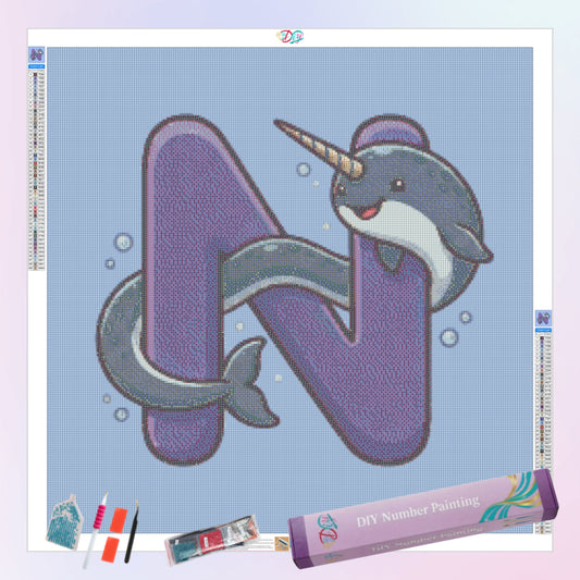 n-for-narwhal-diamond-painting-art-kit