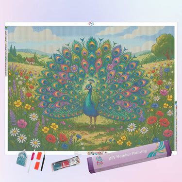 peacock-shows-its-tail-diamond-painting-kit-diamond-painting-art-kit