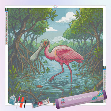 roseate-spoonbill-diamond-painting-kit