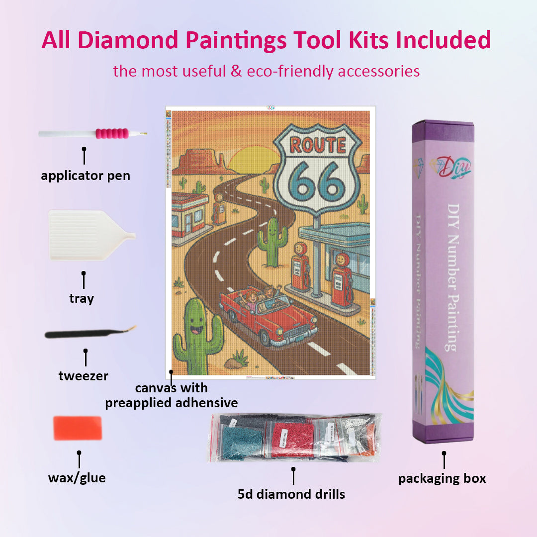 route-66-diamond-painting-art-kit