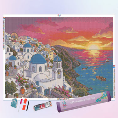 santorini-sunset-diamond-painting-kit-diamond-painting-art-kit