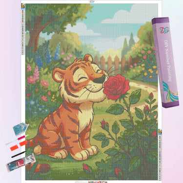 small-tiger-loves-rose-diamond-painting-kit