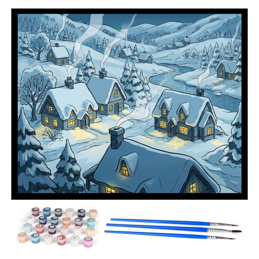 snow-covered-village-paint-by-numbers-kit