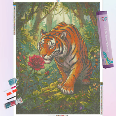 tiger-sniffes-the-rose-diamond-painting-kit