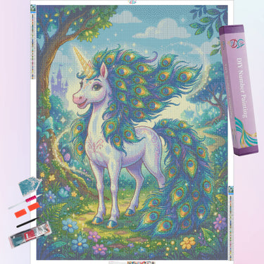 unicorn-in-peacock-dress-diamond-painting-kit-diamond-painting-art-kit