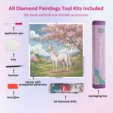 white-horse-under-cherry-blossom-diamond-painting-kit