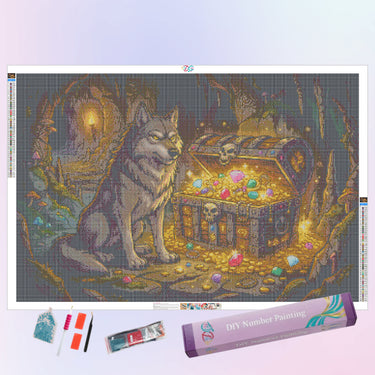 wolf-guarding-a-treasure-diamond-painting-kit